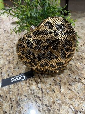 Sam Edelman Circus Gold Leopard Heart Crossbody Bag/ Clutch